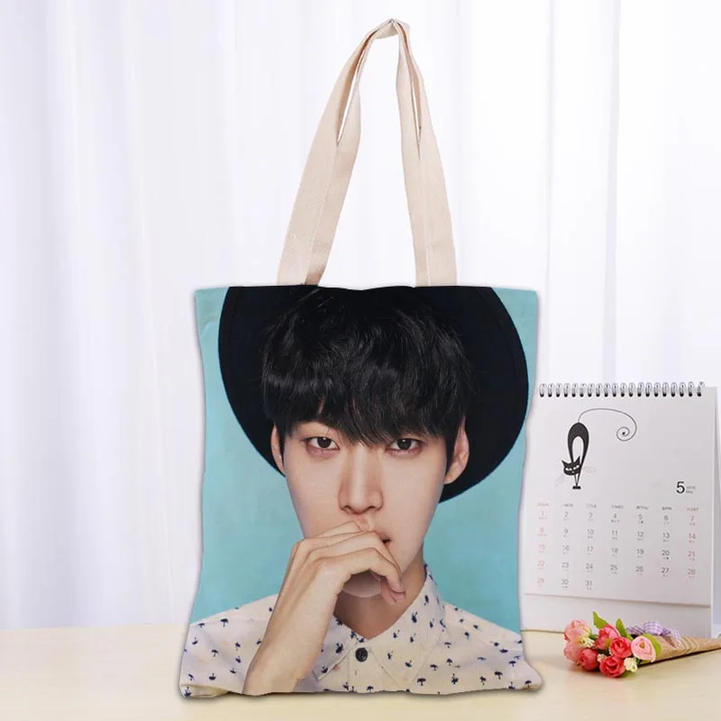 

Custom KPOP Ahn Jae Hyun Shopping Bags 30x35cm Tote Bag Reusable Handbag Women Shoulder Cloth Pouch Foldable 0824