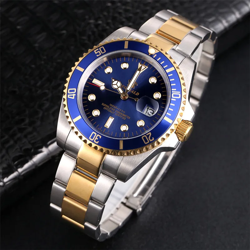 Reginald Top Brand Watch Men Sports Watches Rotatable Bezel GMT Sapphire Glass Date Stainless Steel Quartz Watches Reloj Hombre