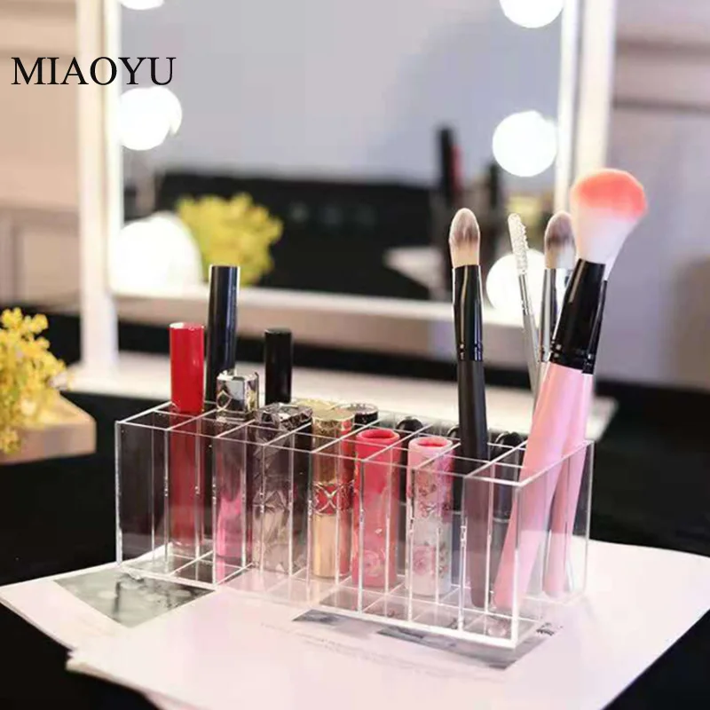 

New Fashion Acrylic Lip Gloss Holder 24 Slots Lipstick Box Display Stand Sundry Storage Box Cosmetic Makeup Organizer Holder