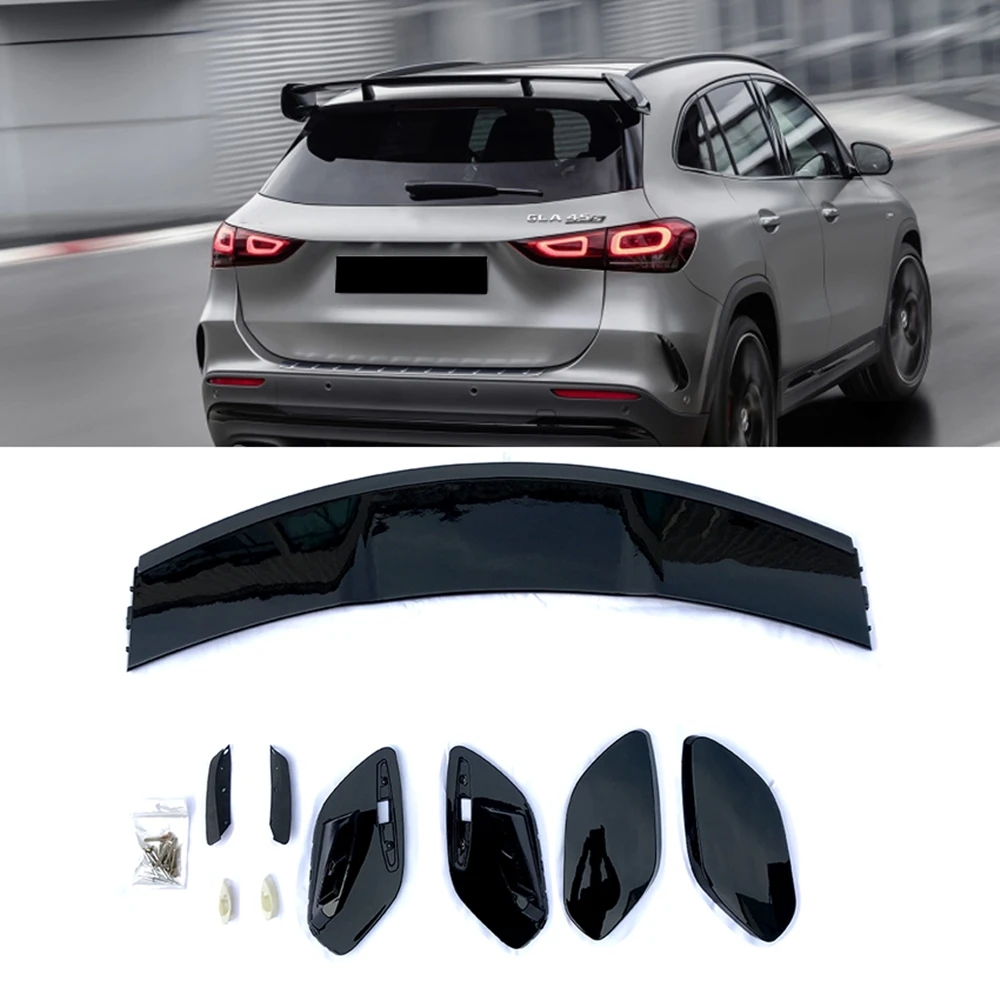 Rear Trunk Spoiler Wing For Mercedes Benz GLA Class GLA180 GLA250/200 GLA35 GLA45 AMG 2020-2024 Black Car Roof Splitter Lip Trim