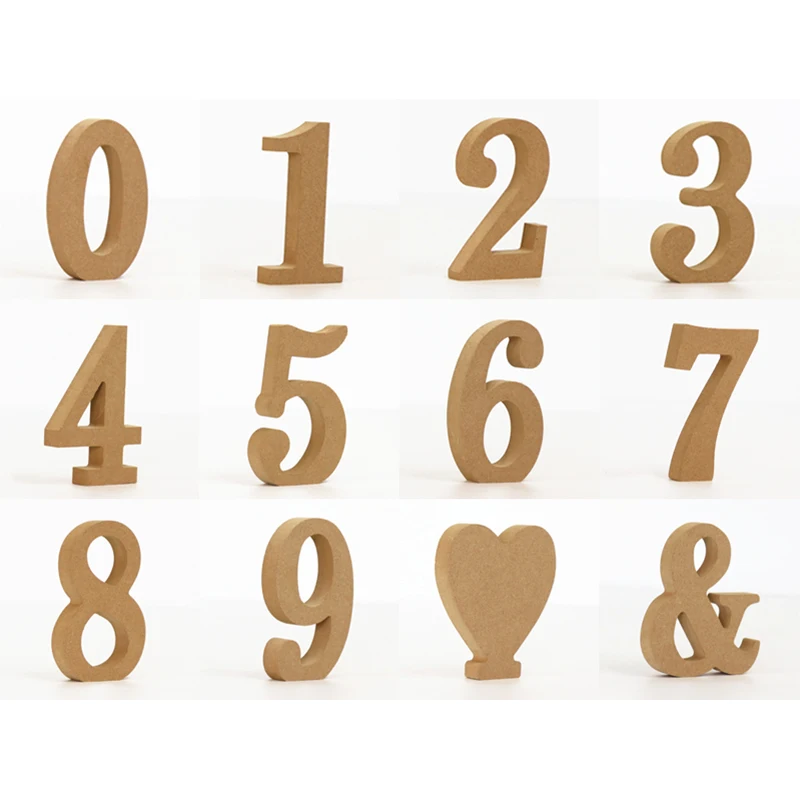 1pc 10cm Wood Color Numbers 0-9 Wooden DIY Arabic Numerals Art Crafts Standing Party Wedding Home Decor