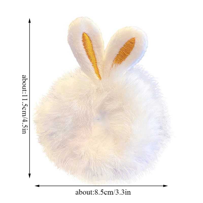 Candy Color Rabbit Fur Rabbit Ears Elastic Hair Bands Plush Scrunchies For Girls Women Cute Fluffy Headwear For Hair Accessories