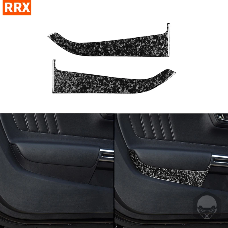 For Ford Mustang 2015-2020 Forged Carbon Fiber Stickers Front Seat Door Panel Handle Car inside decorative Accessories