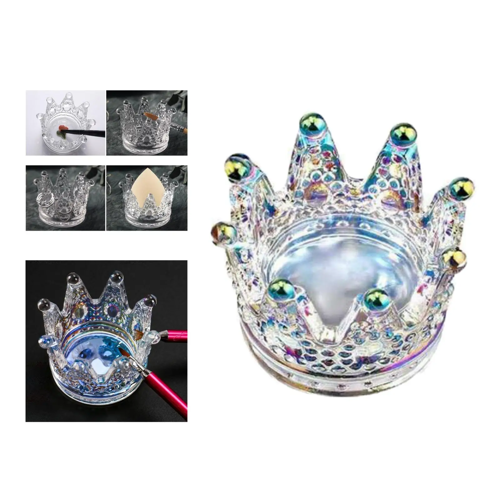 Nail Art Dappen Dish Glass Dapping Bowl Cup Colorful Crown Pearl Nails Art Pen Holder Brush Rack Salon Nail Art Tools