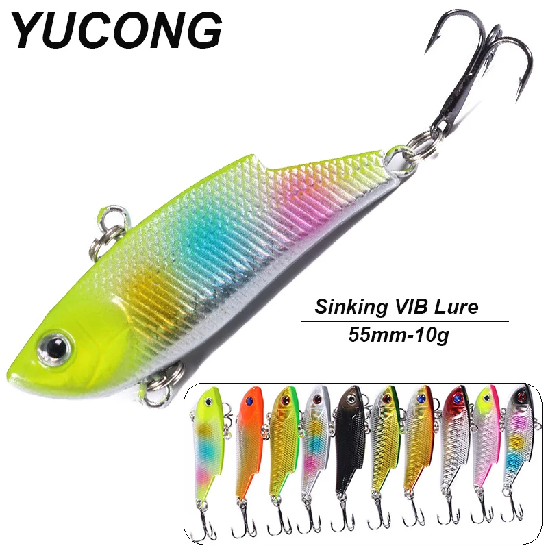 YUCONG 1Pcs Fishing Lure 5.5cm-10g Sinking Crankbait Vibration Lure Sea Bass Pike Bait Hard Wobbler VIB Jerkbait Vibe Lipless