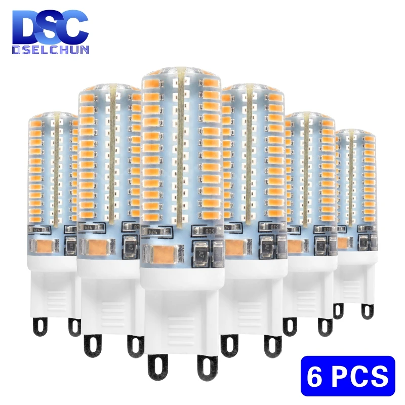 6pcs/lot G9 LED 3W 4W 5W 6W 220V-240V LED G9 Lamp Led bulb SMD 2835 3014 LED G9 Light Replace 30W/60W Halogen Lamp Light