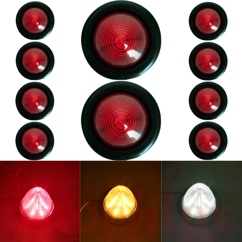 

10Pcs Trailer Side Marker Lights LED Warning Light For Truck Clearance Lights Boat Lorry Indicator Lamp Red White Amber 12V 24V