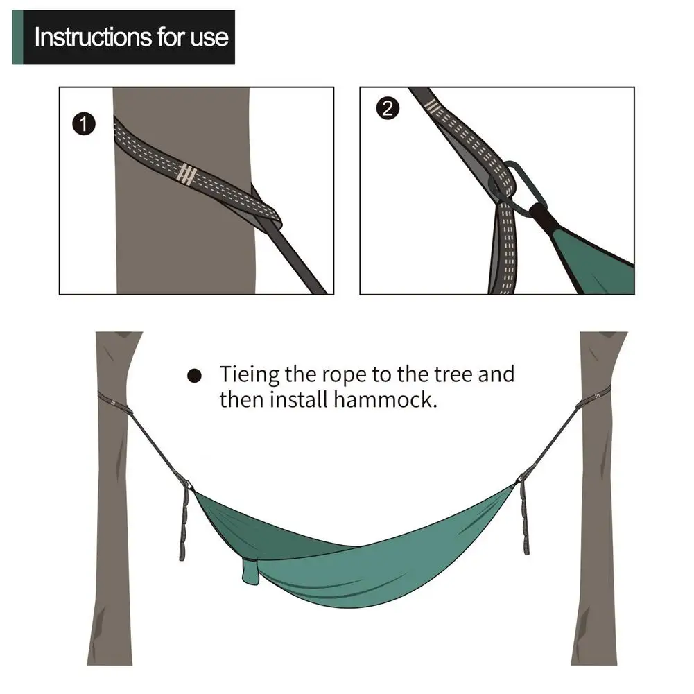 Hammock Tree Straps With Carabiner Outdoor Tool Camping Hanging Straps Swing Rope Backyard Garden Hammock Accessories