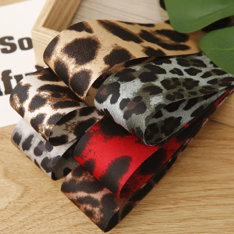 Leopard Print Ribbon Cotton Satin Tape DIY Crafts Materials Hairbow Clip Gift Wrapping Clothing Accessory 16mm, 25mm, 40mm