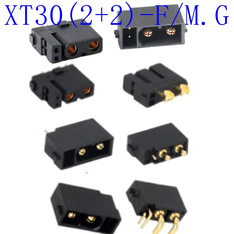 

Male and Female Gold Plated Plug with Signal Pin Adapter, XT30U Connector for RC Aircraft, Model Accessories, 2 + 2, 6Pcs