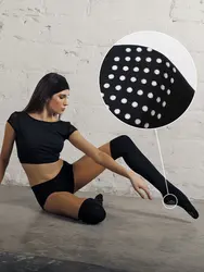 ZYMdancestyle Over Knee Grip Socks #FHW Professional Latin Dance Long Socks Black Anti Slip ZYM Accessories Length Over Knee