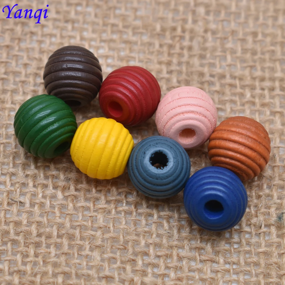 12mm Thread Beehive Wooden Beads Round Loose Spacer Beads For Jewelry Making DIY Bracelet Earrings