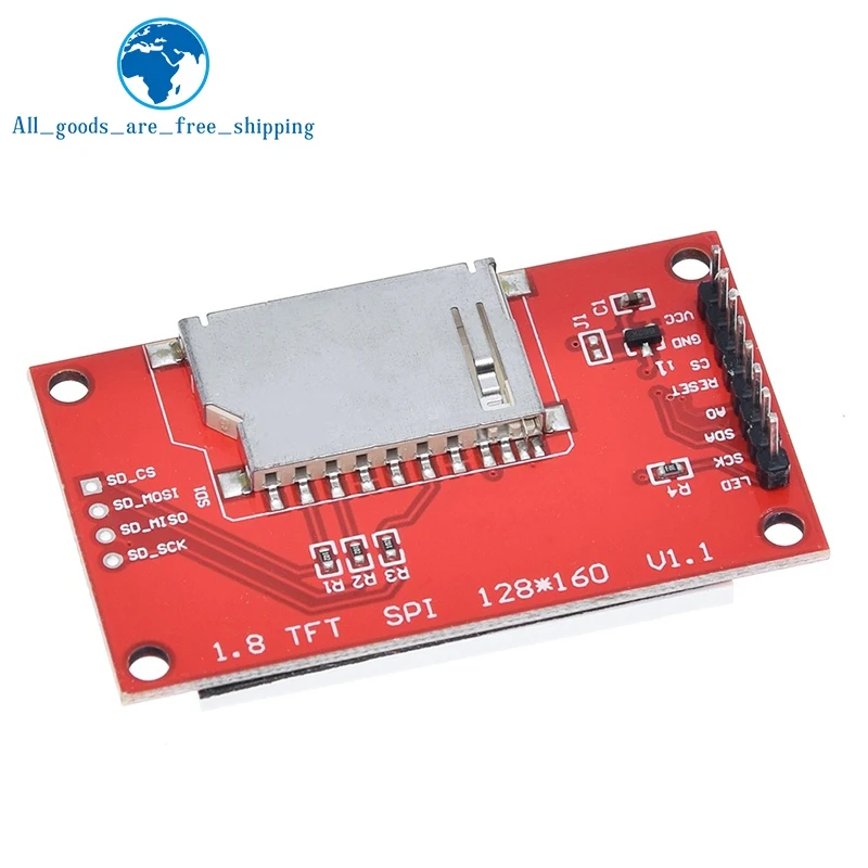 TZT 1.8 inch TFT LCD Module LCD Screen Module SPI serial 51 drivers 4 IO driver TFT Resolution 128*160  For Arduino