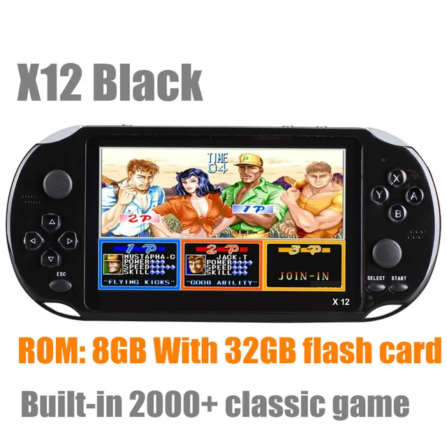X12 PLUS Ретро игровая портативная игровая консоль Встроенная 2000 + классические игры Портативный мини-видеоплеер 7,1-дюймовый IPS-экран 8G + 32G