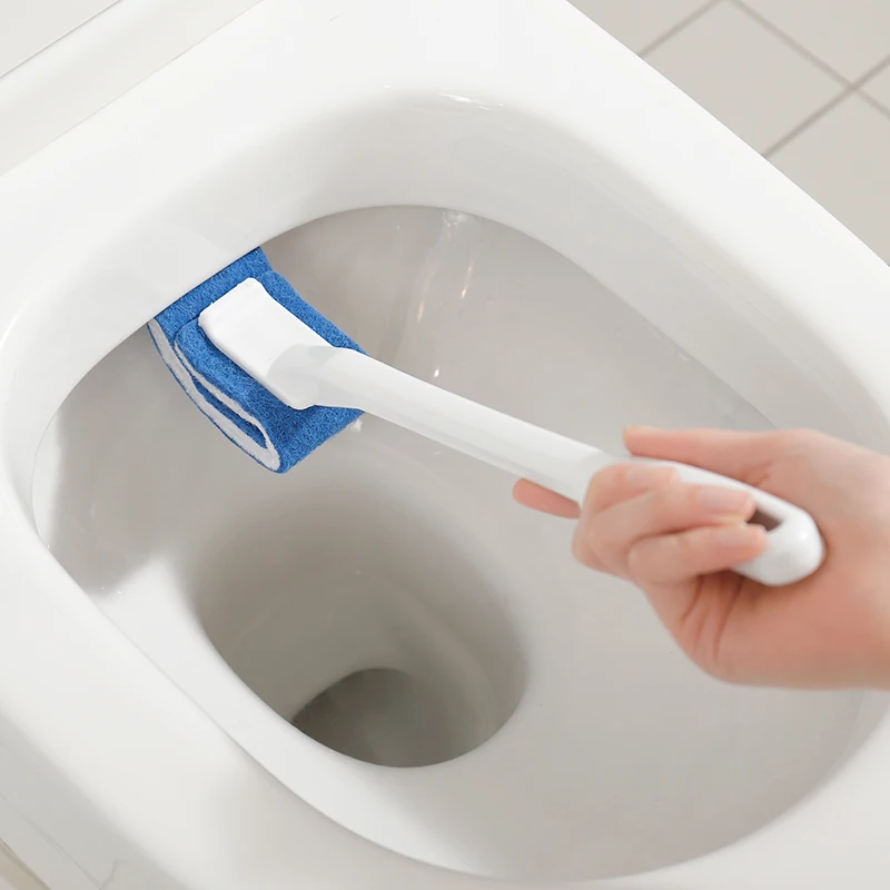 1PC Dead Corner Cleaning Double Side Curved  Portable Toilet Brush Bathroom Scrubber Bent Cleaner Brush Long Handle GUANYAO