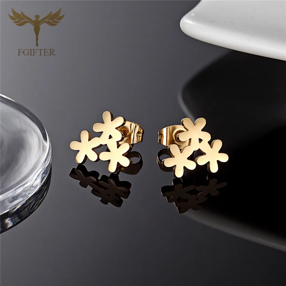 12 Pairs Gold Color Stainless Steel Stud Earrings Set Women Flower Ear Piercing Jewelry Accessories Cheap For Resale Small Gifts