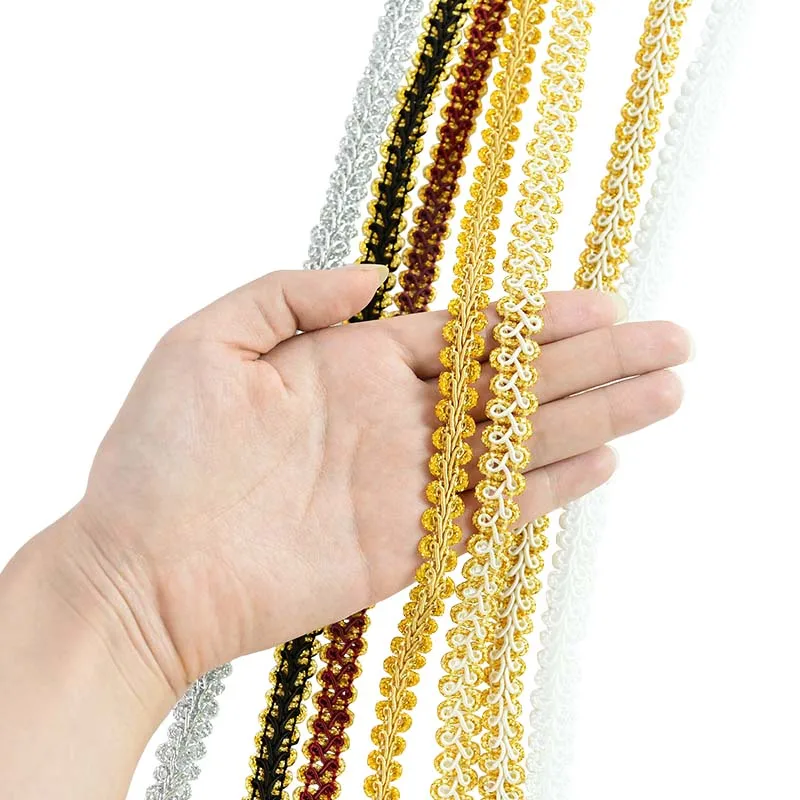 5 metri 12mm pizzo trim oro argento centopiedi nastro intrecciato curva tessuto di pizzo per vestiti fai da te decorazioni per la casa accessori