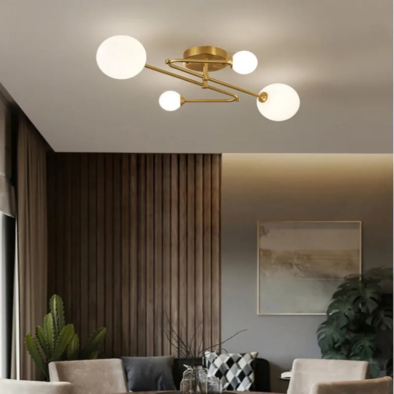 Imagem -05 - Moderno de Cobre Dourado Led Lustre para Sala Estar Quarto Nordic Luxo Bola Vidro Lâmpada do Teto Pendurado Decoração Interior Iluminação