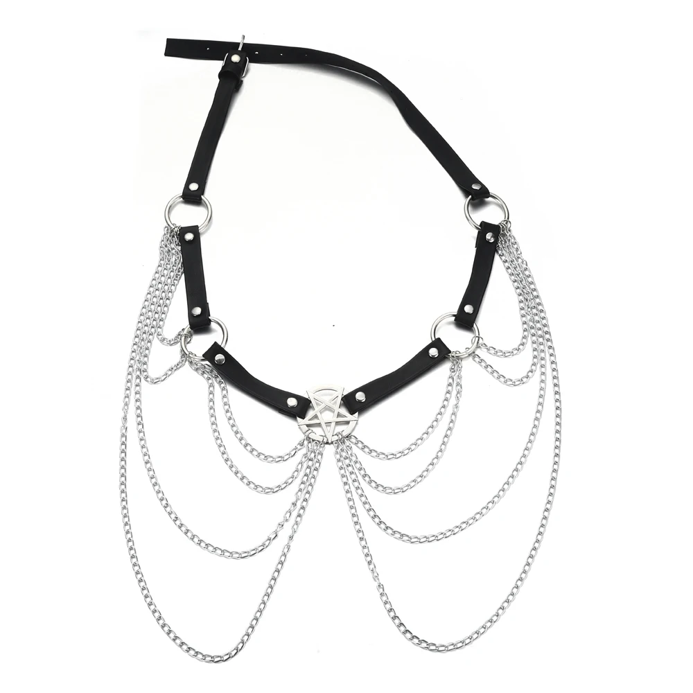 Layered Body Chain Jewelry Sexy Waist Belt With Chains Nightclub Prom Party Jewelry for Women and Girls Gothic Accessories