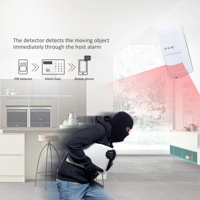 Outdoor Wireless Infrared PIR Motion Sensor Anti-tamper Anti-pet 100 Degrees 12-meter Detecting Range for Smart Home