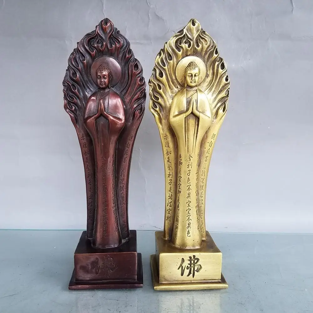 

Exquisite Antique Brass Standing Backlit Guanyin Ornament