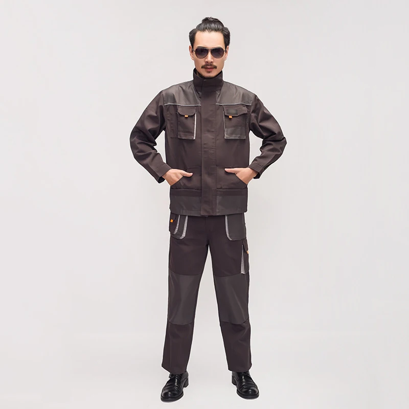

New Bib overalls men work coveralls protective workshop repairman welding suits jacket+pants working uniform plus size coveralls