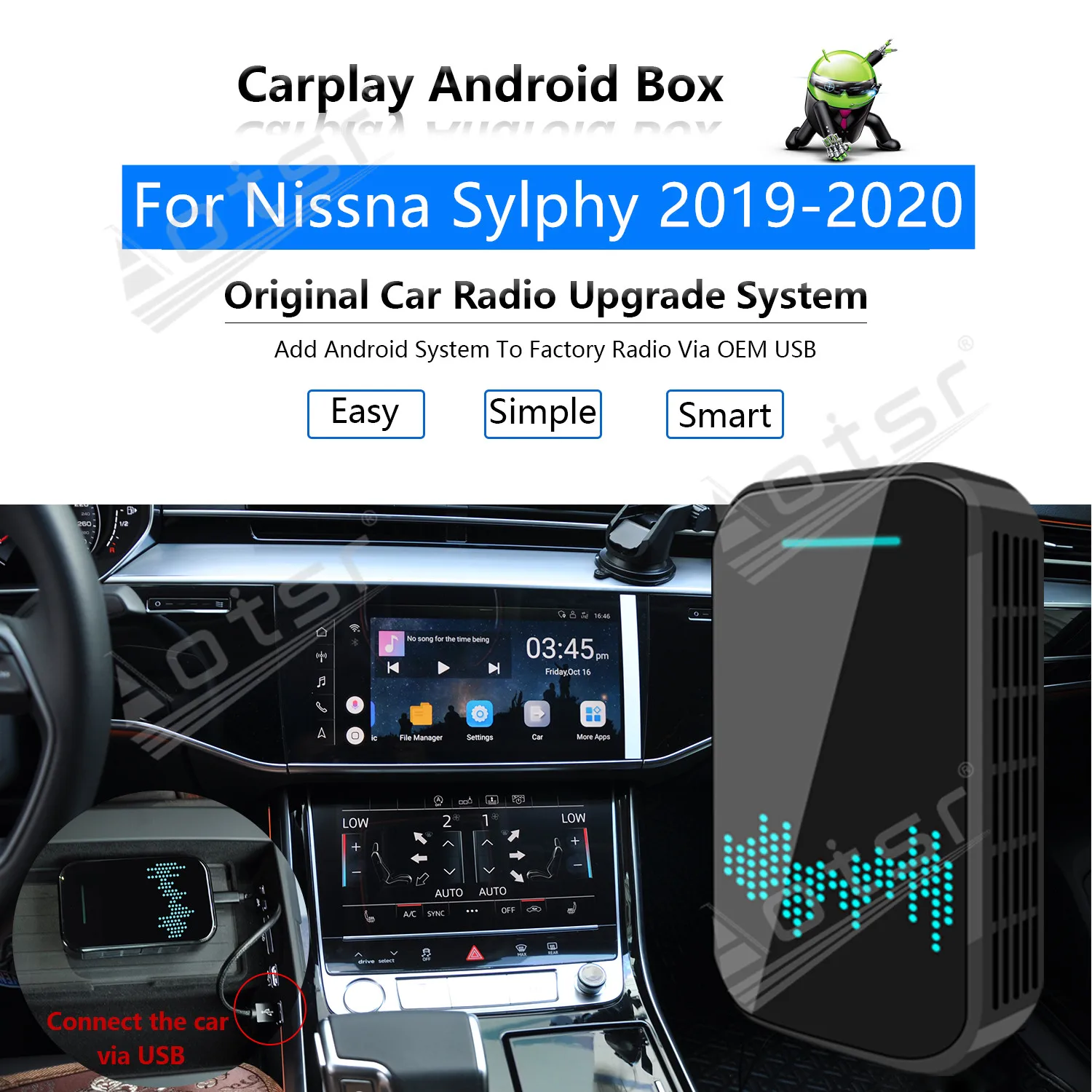 For Nissna Sylphy 2019 - 2020 Car Multimedia Player Android System Mirror Link Navi Map GPS Apple Carplay Wireless Dongle Ai Box