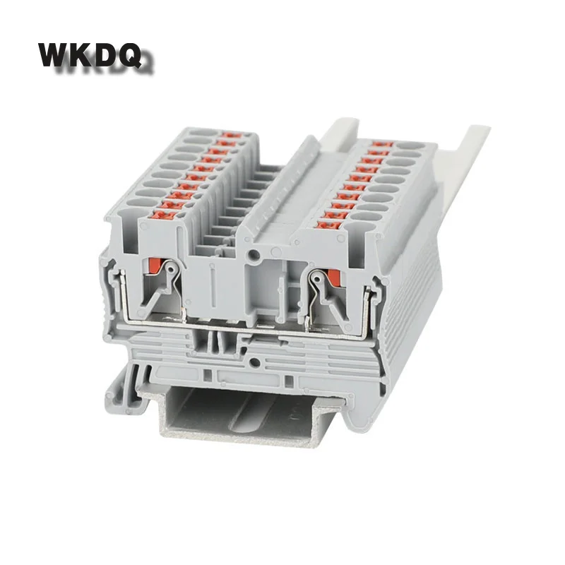 10Pcs PT2.5 Push-In Spring Feed-Through Strip Plug PT-2.5 PT 2.5 Wire Electrical Connector DIN Rail Screwless Terminal Block
