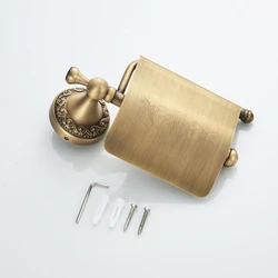 1PC European-Style Brass Antique Brushed Tissue Box Roll Paper Holder Toilet Bathroom Toilet Paper Towel Rack Wall Mount