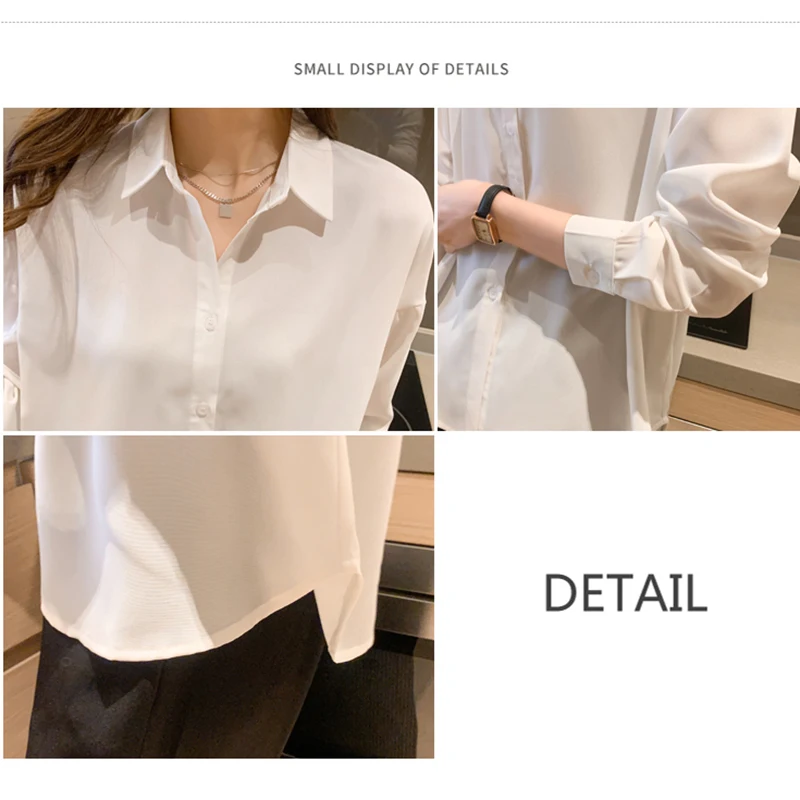 2021Spring Autumn Long Sleeve Women Shirts White Loose Blouses Female Tops BF Korean Style Elegant Blusas Black Yellow Purple