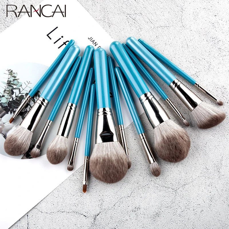 Makeup Brushes Set 13pcs with Leather Bag Foundation Powder Blush Eyeshadow Eyebrow Brush Soft Hair Cosmetic Makeup Tool