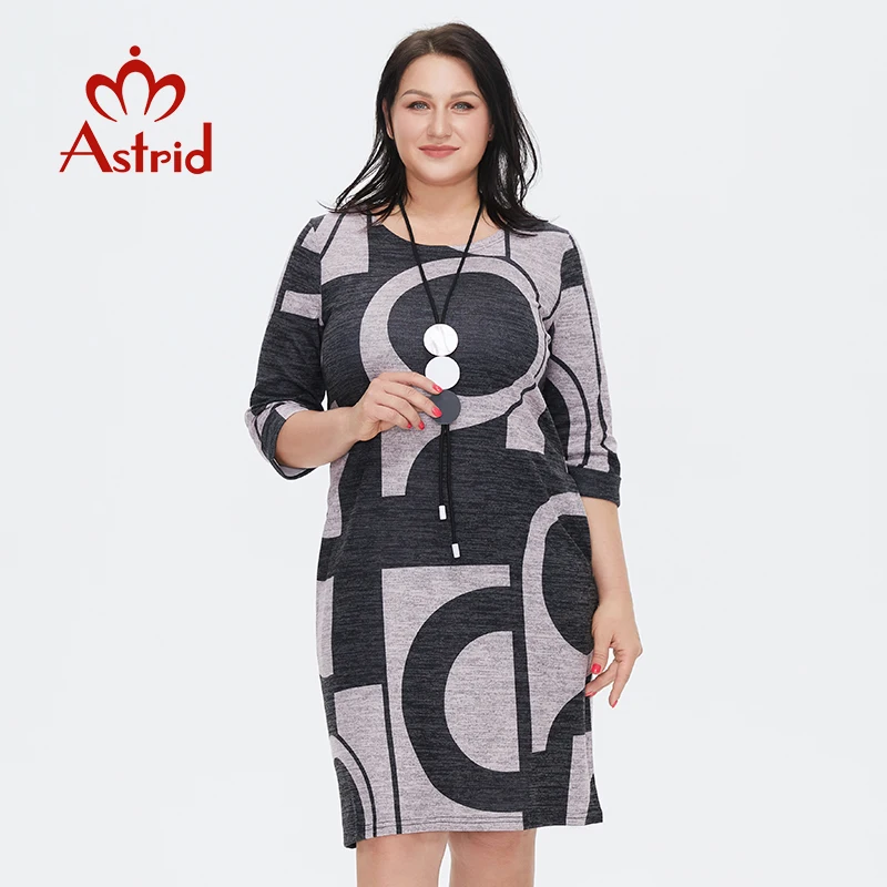 

Astrid Women's Dress 2022 for Women Elegant Vintage Dress Velvet Print Casual Plus size Long Dresses Female With necklace