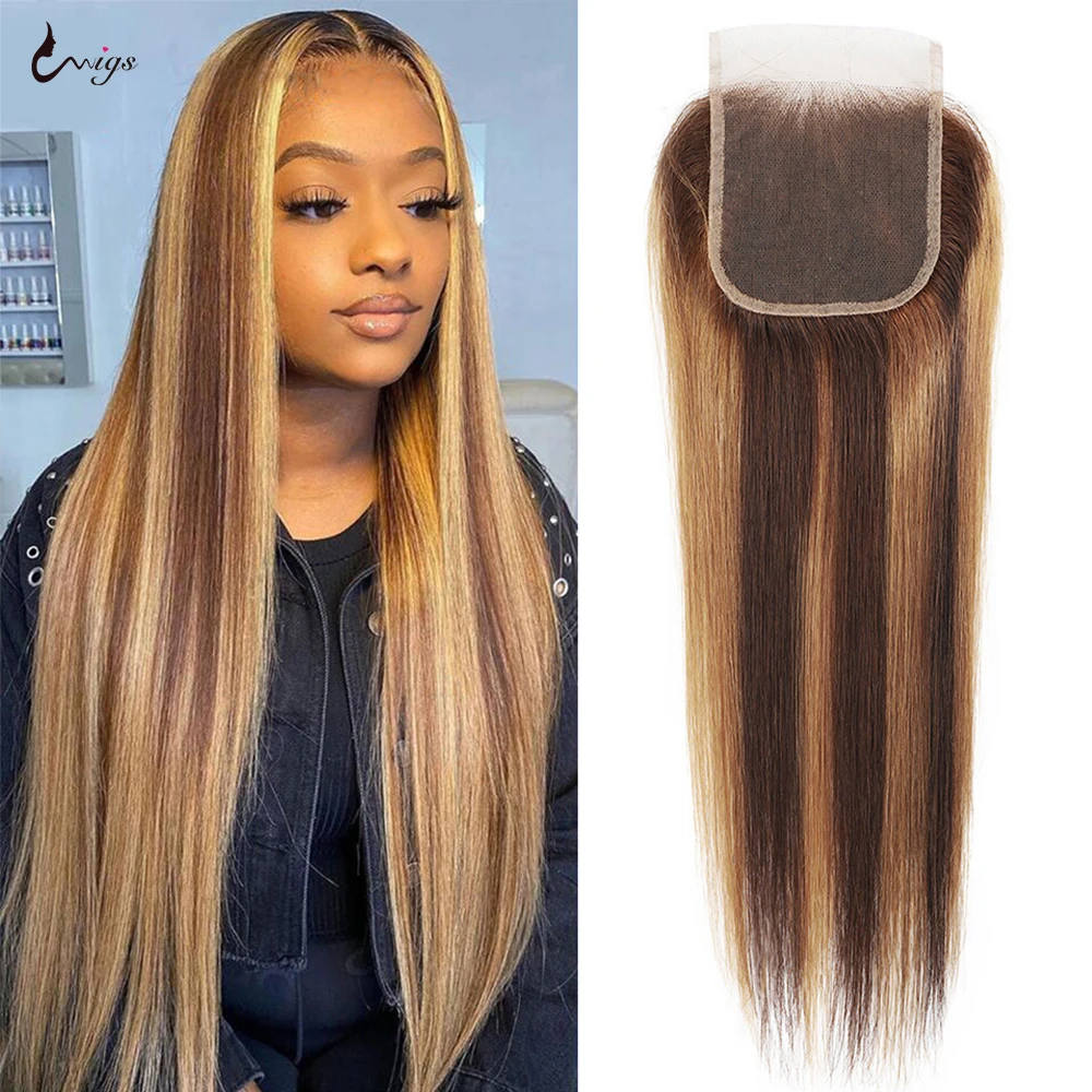 

UWIGS Straight Closure 4x4 Closure Highlight Free Part Closure Hair Products Closures Only Human Hair Closure Brazilian Hair