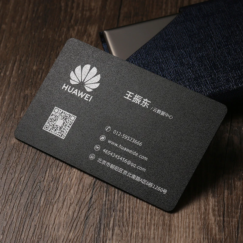 200 قطعة بطاقات عمل foi الفضة المطبوعة على 500gsm غير مصقول ورقة سوداء احباط على بطاقة اسم مزدوجة الوجهين