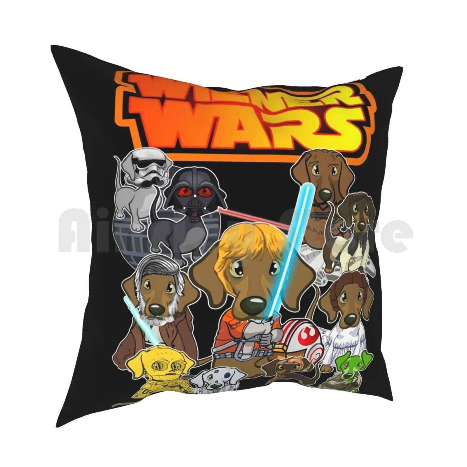 Wiener Dog Wars Pillow Case Printed Home Soft DIY Pillow cover Dachshund Dachshund Dog Dog Wiener Dog Wiener Wars Funny