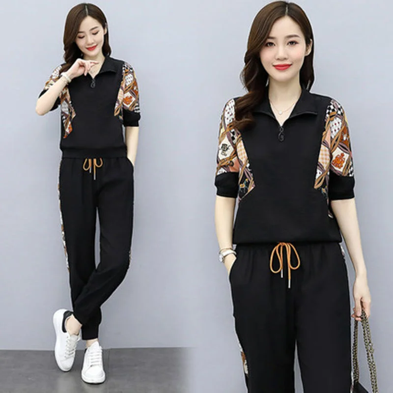 Women\'s Fashion Pencil Pant Suit 2024 New Summer Leisure Clothing Foreign Style Crop Top Two Piece Set Women Leggings Tracksuit