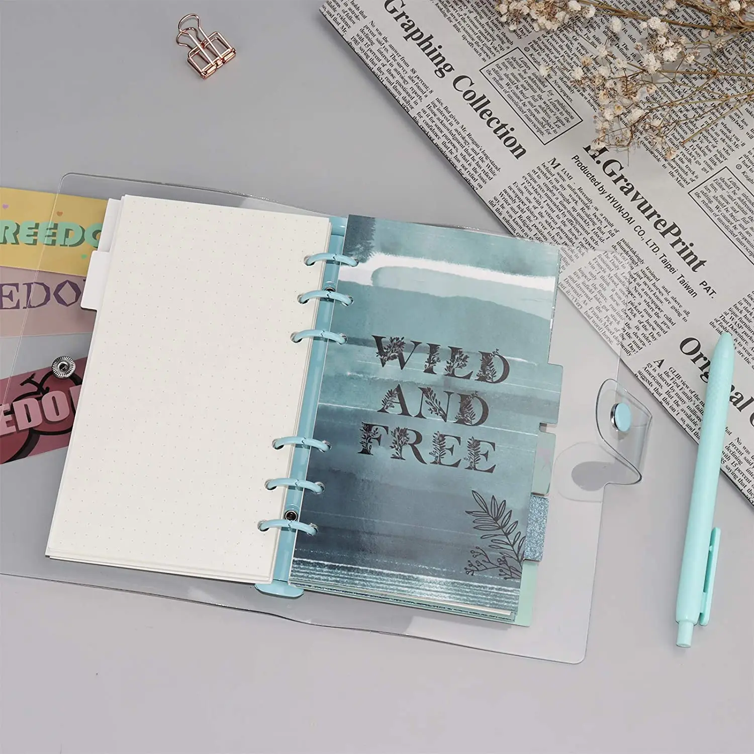 A6 Clear PVC Notebook Cover Standard 6 Rings Notebook Cover Protector 19mm Round Ring Binder Loose Leaf Folder for Diary Office