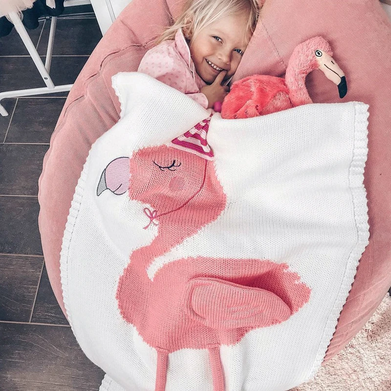 

2022 New Baby Infant Newborn Baby Blanket Crib Crib Basket Crib Flamingo Knit Blanket Cartoon Sleeping Bag Baby Blankets Newborn