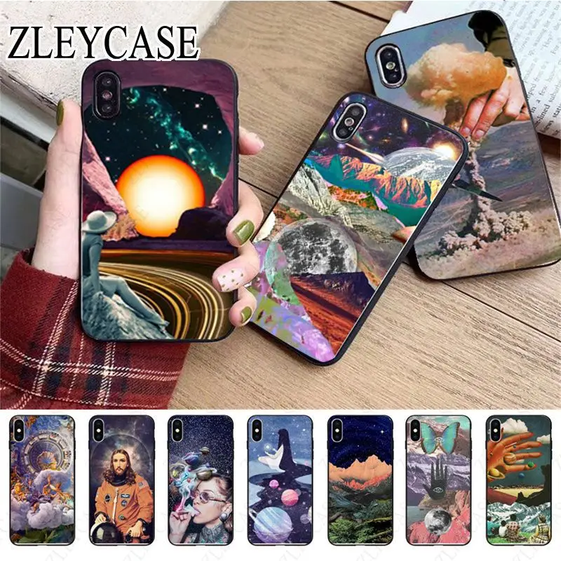 Psychedelic Drug Cosmic Art Aesthetic Trippy Phone Case For iphone 13 14pro 15pro 12pro 11pro xs max XR 15plus 13mini SE cover