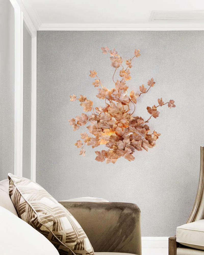 Post-Morden Light Luxury Living Room All Copper Branch Wall Light Simple Hallway Background Decorate Original Art Room Light