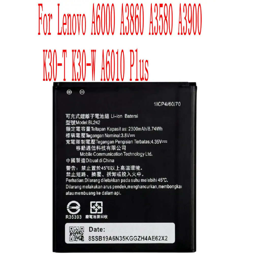 New High Quality BL242 Battery For Lenovo A6000 A3860 A3580 A3900 K30-T K30-W A6010 Plus Cell Phone