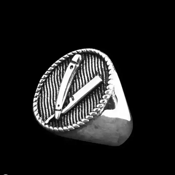 Barber Cut Ring 316L Stainless Steel Jewelry Punk Style Men Boys Fadeless Solid Ring Size 7-14