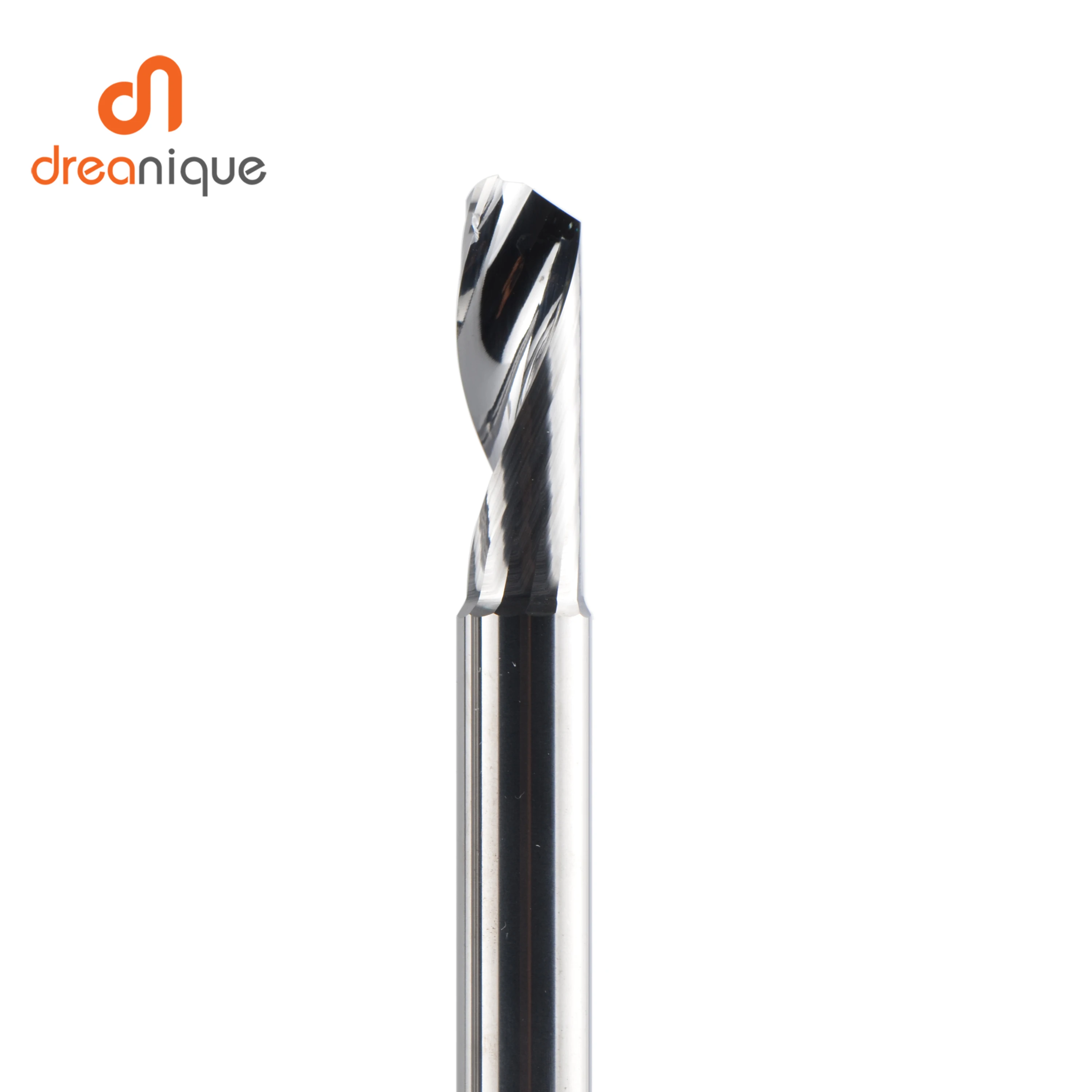 Dreanique 1pc 3.175 4 6 8mm CNC Single Flute Solid Tungsten Carbide Alloy Spiral End Mill, Milling Cutter Bit for Aluminium