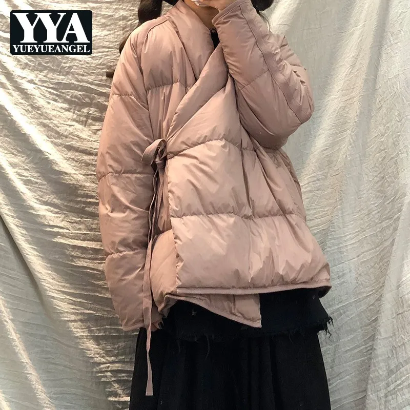 Winter Women Down Coat Warm Vintage Short White Duck Down Jacket Fashion Solid Color Loose Thicken Outerwear Female Streetwear