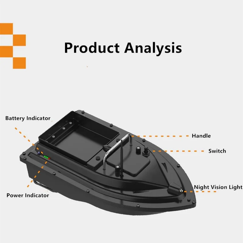 Large hopper GPS Bait Boat Fixed Speed Cruise Auto Feed Fishing Bait Boat 500M 2KG Loading 16 Point GPS Position Nesting Boat