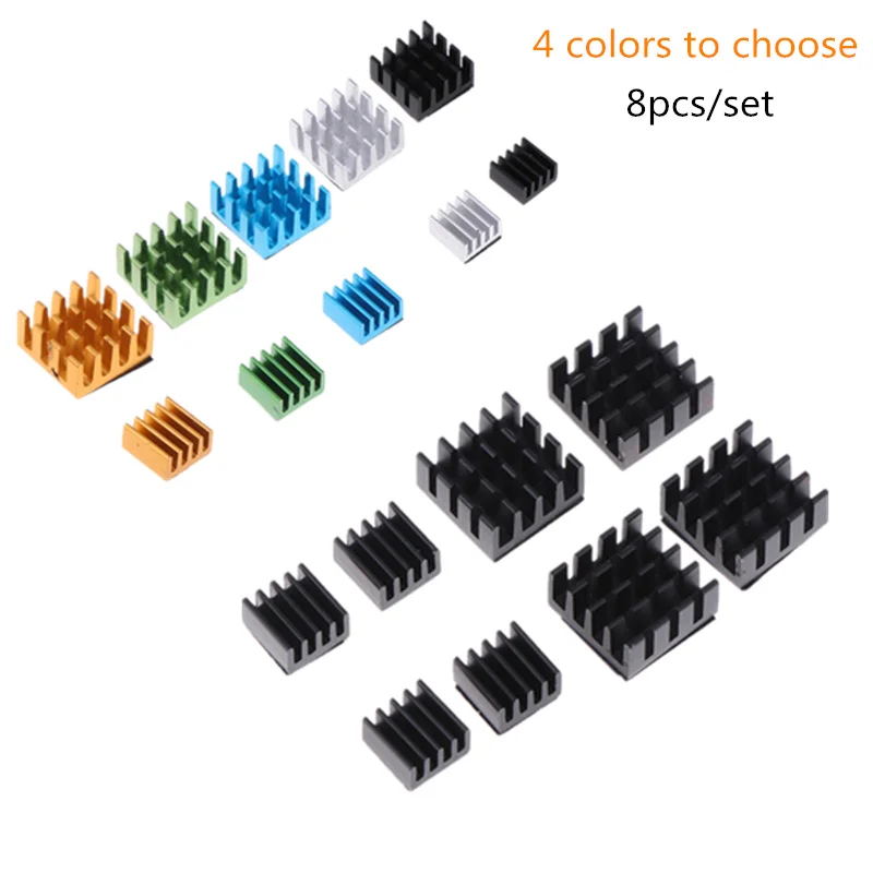 8pcs/set Aluminum Alloy Heatsink Cooling Pad Cooler Radiator Heat Sink For Raspberry pi 2/3/4B