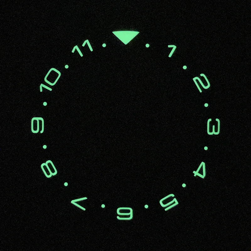 New Arrival 38mm Green/Blue Luminous 12Hours Dual-Time Black Ceramic Bezel Insert Mod For SKX007/009/011 Super-LumiNova C3 Lume