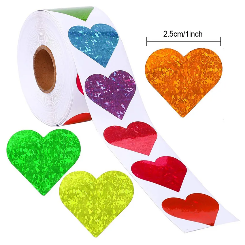 100-500pcs Colorful Love Heart Seal Stickers Valentines's Day Handmade Gift decor Birthday/wedding Party Favors Envelope Labels