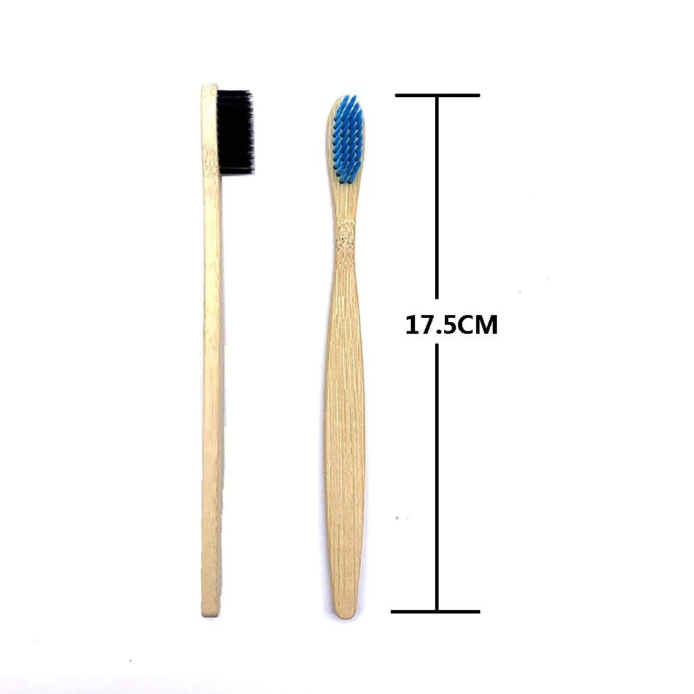 Ensemble de brosses à dents en bambou naturel, brosse à dents colorée, poils souples, charbon de bois, cuillère à soupe, soins bucco-dentaires,