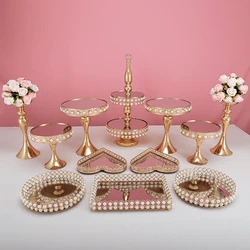 4 -13pcs  Gold peral  cake stand sets cupcake sweet table candy bar table decorating with peral ray